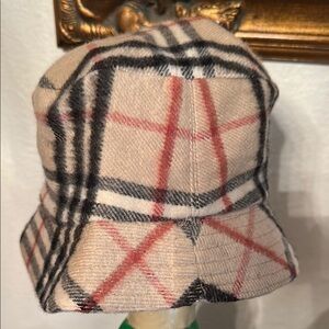 Burberry Cream and Black Checkered Hat